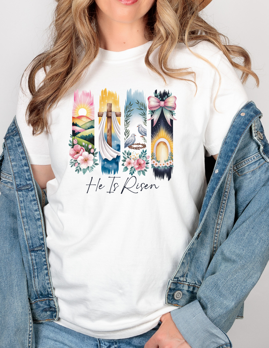 Easter Bunny Brushstrokes He Is Risen T-shirt
